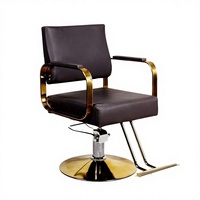 Fauteuil de Salon de Coiffure Haut de Gamme, Réglable en Hauteur, Pivotant, avec Accoudoirs, en Métal, Plusieurs Couleurs, Idéal pour Permanentes et Teintures (Modèle Tendance)