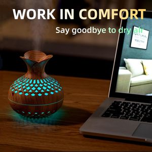 Difusor de Aceites Esenciales Ultrasónico de Sobremesa con 7 Colores Cambiantes, Humidificador de Aire con Luces LED de Grano de Madera, Silencioso, Venta al por Mayor - Product Image 4