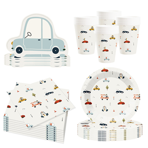 Kits de Cumpleaños con Temática de Autos DAMAI, Platos Desechables de Papel, Vasos, Servilletas, Artículos para Fiestas, Platos de Papel para Postres con Diseño de Autos, Juegos de Vajilla - Product Image 3