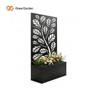 Jardinera Metálica Gnee Garden con Diseño Geométrico de Listones Recortados, Acabado Resistente a la Oxidación, Soporte Moderno para Plantas de Exterior - Product Image 6
