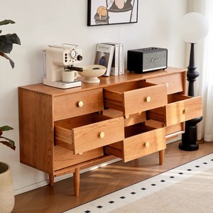 Commode Hillside à neuf tiroirs en bois massif, style Mid-Century Modern, meuble de rangement pour chambre à coucher, 1,6 mètre, en chêne - Product Image 2