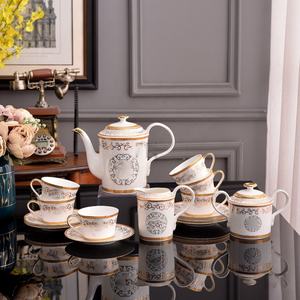 Service de table de luxe en porcelaine fine, style européen, avec bordure dorée, pour 6 personnes, coffret cadeau promotionnel pour salon - Product Image 2