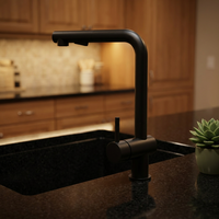 Robinet de cuisine noir mat à poignée unique, mitigeur d'évier à bec haut extractible pour cuisine moderne
