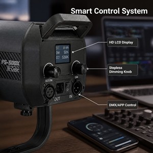JIXIO FS <span class=keywords><strong>500X</strong></span> 500W 58000lm Luce LED da Studio in Lega di Alluminio 2700-6500K con Controllo DMX e APP per Illuminazione Fotografica e Video - Product Image 5