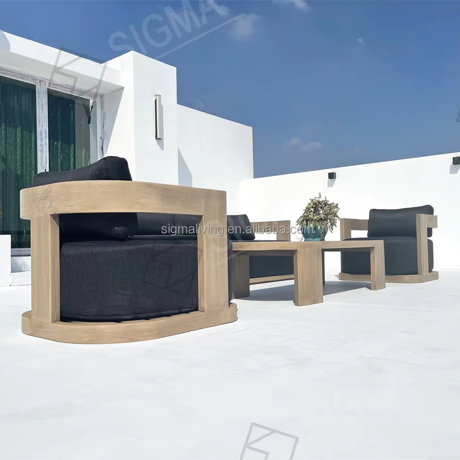 New Luxury Design Sofa Set Garden Leisure Teak Sofa Outdoor Hotel Waterproof Teak Wood Sofa Chair
