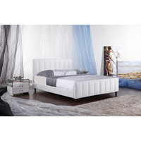 Ensembles de chambre à coucher dorés, meubles au design moderne, cadre en bois confortable en cuir, lits bon marché