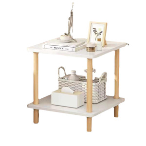 W8 <b>Bedside</b> Table Shelf Solid Wood Warm <b>White</b> Walnut Color Durable Modern Minimalist Bedroom Furniture - Product Image 5