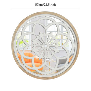 Specchio da Parete Gotico Retrò Europeo con Cornice Intagliata a Rosa da 57 cm per Soggiorno, Camera da Letto, <span class=keywords><strong>Ingresso</strong></span>, Decorazione Murale Stile Fattoria - Product Image 6