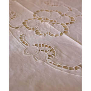 Mantel de Lino Francés Antiguo con Diseño de Calado, Ecológico, Rectangular, para Hoteles, Comedor, Navidad y Fiestas - Product Image 3