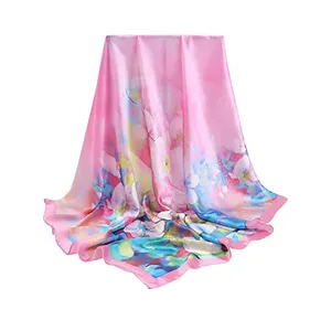 Bandana carré doux imprimé floral léger pour femmes foulards en mousseline de soie <span class=keywords><strong>foulard</strong></span> en soie vente en gros - Product Image 3