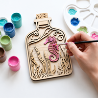 Kit de Bricolage en Bois Thème Océan pour Peinture et Artisanat, Bouteille à Message Faite Main, Décoration, Activité Artistique pour Enfants, Cadeau