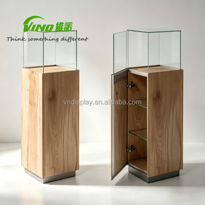 Lockable Wooden Glass Top Display Podium <b>Stand</b> - Secure Shelves Retail Showcase Cabinet podium <b>stand</b> exhibition - Product Image 1