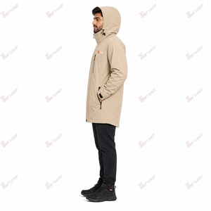 Chaqueta Impermeable para Hombre, de Secado Rápido, Transpirable, Cortavientos, con Capucha Larga, Color Beige, Bolsillos con Cremallera, Color Sólido, 100% Poliéster - Product Image 4