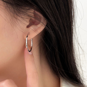 S925 Sterling Silver Hoop Earrings For Women <b>Large</b> Circle Everyday Wear - Product Image 3