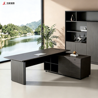 JIUSHUN Bureau de direction en forme de L, bureau moderne pour PDG, table d'ordinateur en bois de luxe
