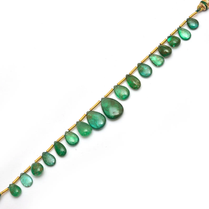 Esmeralda zambiana 6x8mm-10x16mm pera Lisa Briolette Esmeralda verde Natural piedras preciosas gotas sueltas cuentas para la fabricación de joyas - Product Image 2