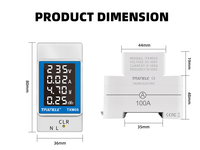 4IN1 110V 220V Din Rail AC Monitor Fase Tunggal 100A Pengukur Daya Energi VOLT AMP Voltmeter Ammeter Wattmeter