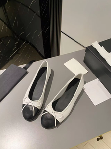 Zapatos de Diseñador de Lujo 2026, Zapatos de Ballet para Mujer, Zapatos Planos de Cuero con Lazo, Punta Redonda, Color Combinado, Tipo Slipper - Product Image 1