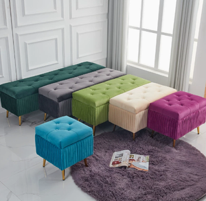 Shoe Store <b>Stool</b> Cloth Gold Leg Clothing Store Rest <b>Stool</b> European Style Simple Bench Bed End Storage <b>Ottoman</b> - Product Image 1