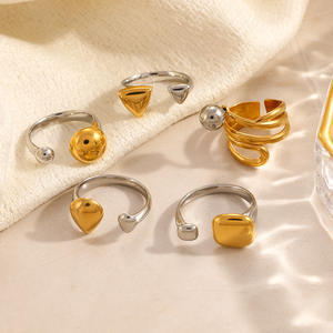 Geometric Stainless Steel <b>Ring</b> Gold Silver Color Multi Layered Circular Lines Unisex Fashion Jewelry Gift - Product Image 3