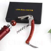 Superbe ensemble cadeau de 2 accessoires pour bouteilles de vin, ensemble cadeau en bois pour le vin et tire-bouchon en bois rouge, kit de bouchons de vin en bois