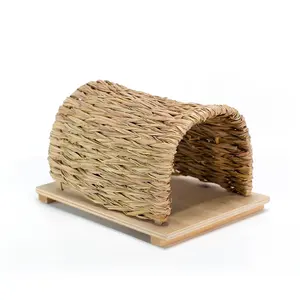 Woven Straw Grass Rabbit Gerbil Chinchilla Guinea Pig House Pet Cage Tunnel Small Animal Bed Chew Toy Pet House