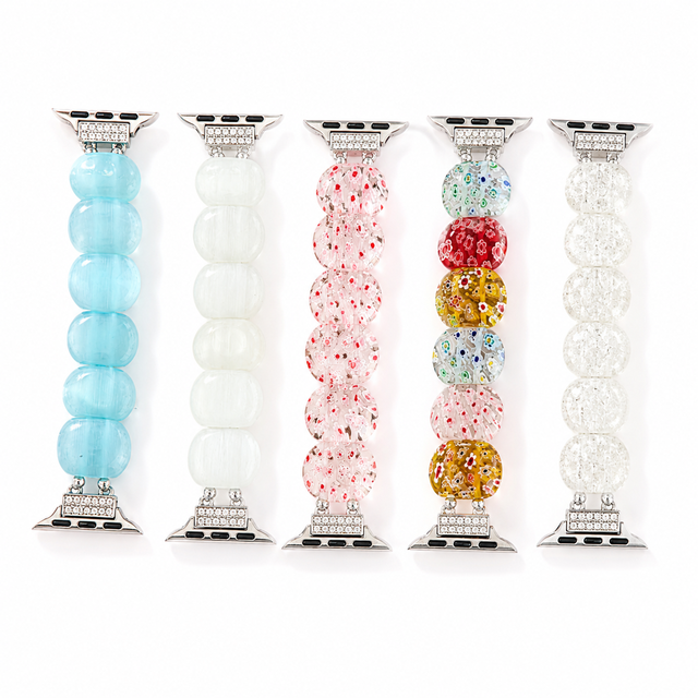 Trending Crystal Beaded Band for Apple Watch Series 11 10 Ultra 2 Elastic Pearl Strap for IWatch 45mm 41mm 44mm Jewelry Bracelet