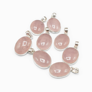 Colgante de Cuarzo Rosa en Plata Alemana - Joyería de cristal/gema, regalo para el Día de la Madre/cumpleaños/compromiso/boda/aniversario - Product Image 2