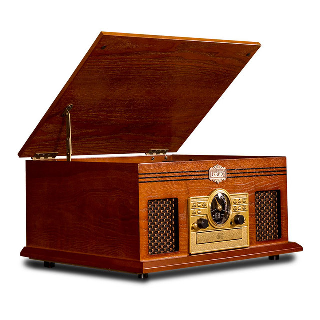 High Quality Wooden Style Vintage Vinyl Record Phonograph Player W/Speaker/FM/ Music Retro Combo Turntable
