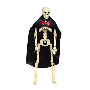 Scheletro Articolato per Decorazioni di Halloween, Sposa e Sposo Scheletrati con Mantello, Velo e Fiocco, Prop in Plastica per Casa Stregata - Product Image 5