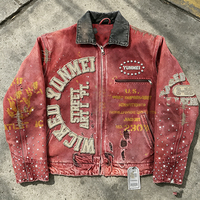 Vestes coupe-vent universitaires personnalisées OEM style streetwear effet usé, blousons bomber en jean, manteaux zippés d'extérieur, vestes de travail en jean pour hommes