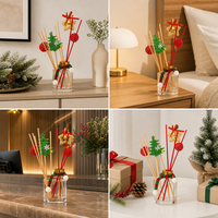 Diffuseur de parfum en verre de Noël 120 ml avec bâtonnets décoratifs, durée de vie de 3 mois