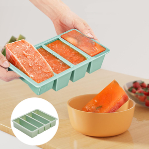 Rectangular Silicone Ice Cube Tray with Lid 100 <b>Food</b> Grade Long Strip Mold Reusable Eco Friendly Freezer Safe - Product Image 1