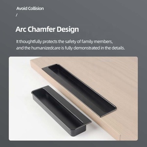 Black <strong>Gold</strong> Grey 140mm 200mm Modern Kitchen Wardrobe Cabinet Office Hotel Drawer Embedded Hidden Handles - Product Image 5
