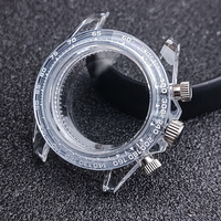 Accessoires de montre, boîtier de montre en plastique transparent de 39 mm de diamètre avec cristal acrylique, compatible avec le mouvement à quartz VK63