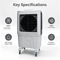 Refroidisseur d'air évaporatif mobile 55L avec grand réservoir d'eau pour serre, niche pour animaux, petite ferme agricole, refroidissement quotidien du bétail