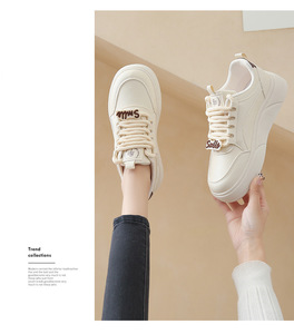 Zapatillas Deportivas Casuales de Mujer con Cordones Blancas de Suela Gruesa, Novedad Primavera 2026, Parte Superior Sintética, Cómodas y Duraderas, Combinan con Todo - Product Image 6