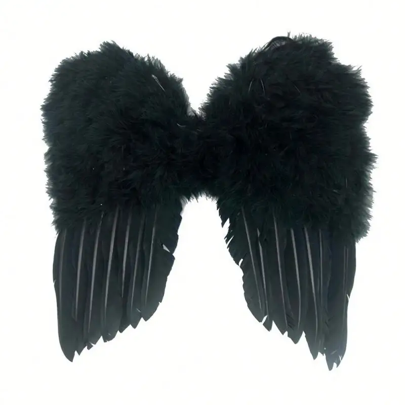 Fabricante niños alas de Ángel de plumas negras ala de Ángel negro