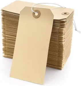 Пользовательская пустая манильная этикетка для доставки, ярлык с эластичным шнуром, ярлыки для одежды, Крафтовая бумага, переработанная ярлык для одежды