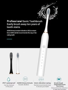 Brosse à dents électrique sonique de voyage, étanche IPX7, rechargeable par USB, 6 positions intelligentes, poils souples pour adultes, 15 - Product Image 6