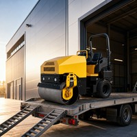 Compacteur à tambour vibrant autoporté ROADWAY RWYL82 de 3 tonnes avec moteur diesel Yanmar, pneus en caoutchouc et tambour de 700 mm pour pompe hydraulique