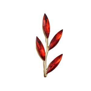 Broche en alliage en forme de branche d'arbre avec strass, motif plante rouge, accessoire de mode pour femme pour les soirées - Product Image 5