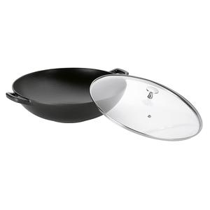 Wok con tapa de vidrio de 30 cm para cocinar a la wok - Product Image 1