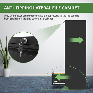 Màu đen 5-Drawer thép hiện đại bên tủ tập tin thông minh Key khóa có thể điều chỉnh rộng ngăn kéo sinh thái thân thiện bền trường siêu thị - Product Image 4