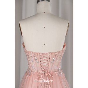 Robe de soirée longue moderne Aline <span class=keywords><strong>sexy</strong></span>, sans manches, style corset, dos nu, bretelles croisées, avec sequins et perles - Product Image 6