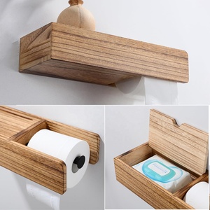 Portarotolo di Carta Igienica in Legno Rustico con Cassetto Nascosto, <span class=keywords><strong>Porta</strong></span> Telefono e <span class=keywords><strong>Salviette</strong></span>, Organizzatore <span class=keywords><strong>per</strong></span> <span class=keywords><strong>Bagno</strong></span> in Stile Fattoria - Product Image 4