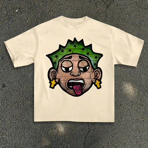 Impresión DTF a la moda informal para hombre, camiseta de manga corta con diseño de hombre peludo verde, Camiseta de cuello redondo adecuada para todo el uso - Product Image 1