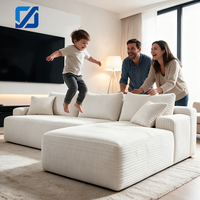 Canapé d'angle convertible moderne sur mesure, blanc, trois places, capitonné, emballé sous vide, extensible, pour salon d'appartement