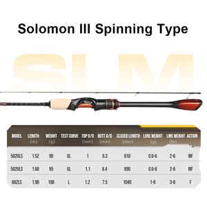 Canna da Pesca Histar Solomon II 81g Ultra Leggera con Impugnatura in Sughero AA, Anelli DKK SIC, Alta Sensibilità, in Carbonio Integrale per Spinning o Casting - Product Image 2