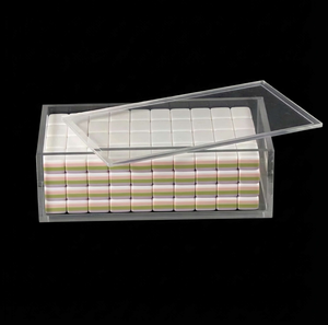Boîte de rangement en acrylique pour tuiles de Mahjong américain, étui en écaille de tortue, support de Mahjong nacré, organisateur de jeu de Rummy - Product Image 5